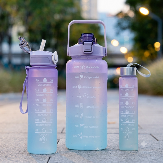 3 Piece Motivational Water Bottle Set, BPA Free